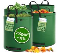 TTL GARDEN 4 sacchi da giardino Super Solid, 272 l, colore verde, doppio fondo, 2 x 200 g/m², extra stabili e antistrappo, 4 manici, grandi e robusti, set da 4 sacchi per foglie, siepe, rifiuti da