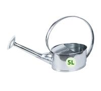 TTL Garden Annaffiatoio in Metallo Zincato da 5 L - Ovale Con Doccetta Svitabile - Robusto e Pratico in Acciaio Inox Argento