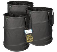 TTL Garden BLACK SUPERIOR 2 X 170L Pop Up Sacco da giardino - Doppio fondo 260 gsm extra stabile 600D Oxford Set di 2 sacchi per rifiuti da giardino pieghevole taglio verde da giardino autoportante
