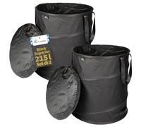 TTL Garden Black SUPERIOR 2 X 215L Pop Up Sacco da giardino - Doppio fondo 260 gsm extra stabile 600D Oxford Set da 2 pezzi 215 litri sacco per rifiuti da giardino pieghevole taglio verde