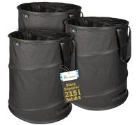 TTL Garden Black SUPERIOR 3 X 215L Pop Up Sacco da giardino - Doppio fondo 260 gsm extra stabile 600D Oxford Set di 3 sacchi per rifiuti da giardino da 215 litri pieghevole taglio verde da giardino