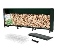 TTL Garden Scaffale per legna da ardere L 300x36x116cm nero con copertura - per esterni e interni, fino a 600kg di legno con telo protettivo resistente alle intemperie - telaio tubolare in metallo