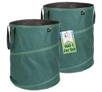 TTL Garden - Set di 2 sacchi per rifiuti da giardino da 160 l, 220 g/m², 600D, 160 litri, pieghevole, extra stabile, per il taglio verde, da giardino