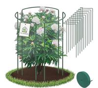 TTL GARDEN Supporto per arbusti, 70 cm x 40 cm, set da 16 pezzi + velcro, supporto per piante in acciaio inossidabile rivestito in plastica, supporto per piante, supporto per fiori, ortensie, rose