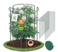 TTL GARDEN Supporto per arbusti, 70 cm x 40 cm, set da 20 pezzi + velcro, supporto per piante in acciaio inossidabile rivestito in plastica, supporto per piante, supporto per fiori, ortensie, rose