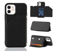 TTNAO Cover per iPhone 12/iPhone 12 Pro Custodia Flip Wallet con Slot per Schede Pelle Sintetica Magnetico case Funzione Stand E Cinturino da Polso Caso+1*Protezione per Lo Schermo(Nero)
