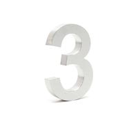 TTNumero civico "3" 3D Font Arial 20 cm Acciaio Inox Con materiale di montaggio
