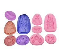 TTOA - 5 stampi in silicone per fondente a forma di zucca a forma di carrozza di zucca, decorazione per torte a tema Cenerentola