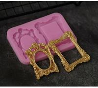 TTOA - Stampo in silicone per fondente con doppia cornice portafoto, per decorazione torte