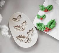 TTOA - Stampo per fondente in silicone con foglie di agrifoglio di Natale | Foglia di zucchero | Stampo per decorare torte | Stampo per foglie