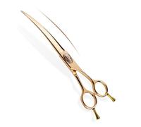 TTOOGO Cesoie curve professionali da 7,5 pollici per toelettatura per cani - rosa oro scisore in acciaio JP440C con pale curve su e giù