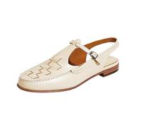 TTOUDRY Sandali Estivi Francesi Con Punta In Morbida Pelle Retrò Per Donna, Scarpe Da Pescatore Lavorate A Mano, Tacco Basso E Sandali Con Retro Vuoto