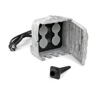 TTPresa multipla effetto pietra per esterno 4 attacchi IP44 2 interruttori