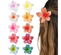 TTPSRY 10 Pezzi Fermaglio Capelli Grande Fiori Fermagli Tenuta Per Capelli Antiscivolo Mollettone Elegante Stile Estive Spiaggia Hawaiana Pinze Accessori per Ragazze e Donna