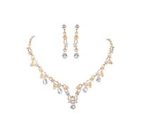 TTPSRY 2 Pezzi Parure Gioielli Donna Collana Orecchini Pendenti Cristallo Brillante Elegante Cerimonia Matrimonio Accessori Lusso