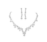 TTPSRY 2 Pezzi Parure Gioielli Donna Collana Orecchini Pendenti Cristallo Brillante Elegante Cerimonia Matrimonio Accessori Lusso
