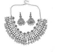 TTPSRY 2 Pezzi Set di Gioielli Donna Boho Oro Argento Perline Collana Ciondolo Orecchini Parure di Gioielli Etnico Accessori Festivals Dogana Vacanze Feste Regali per Ragazze