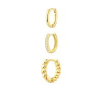 TTPSRY 3 Pezzi Orecchini a Cerchio Piccoli Huggies Classici Intrecciati Lucidi Brillanti Cristallo Eleganti Minimalisti Donna