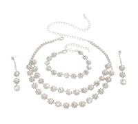 TTPSRY 3 Pezzi Parure Gioielli Donna Cristallo Brillante Collana Doppio Strato Orecchini Pendenti Bracciale Elegante Cerimonia Matrimonio Accessori