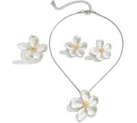 TTPSRY 3 Pezzi Set Gioielli Fiore Petali Collana Anello Orecchini Donna Eleganti Primavera Estate Matrimonio Cerimonia