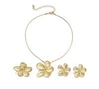 TTPSRY 3 Pezzi Set Gioielli Fiore Petali Collana Anello Orecchini Donna Eleganti Primavera Estate Matrimonio Cerimonia