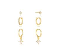 TTPSRY 3 Pezzi Set Orecchini Farfalla Cerchietti Cristalli Brillanti Placcati Oro Gioielli Donna Eleganti