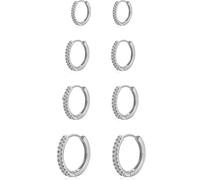 TTPSRY 4 Paia Orecchini Zirconia Cubica 14k Placcato Oro Cerchio Piccolo Huggie Palla Catena Geometrico Minimale Elegante