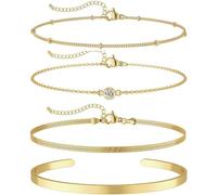 TTPSRY 4 Pezzi Cavigliera Set Multistrato Catena Cristallo Braccialetto Donna Gioielli Elegante Accessorio moda