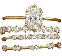 TTPSRY 4 Pezzi Set Anelli con Ovali Zirconia Cubica Brillante Sottile Anello Impilabili Elegante Gioielli per Donna Stile Minimalista (9)