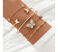 TTPSRY 4 Pezzi Set Bracciali Donna Catena Sottile Ala Fulmine Cerchi Barra Gioielli Eleganti Accessori Minimalisti