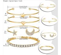 TTPSRY 4 Pezzi Set Bracciali Donna Catena Sottile Ala Fulmine Cerchi Barra Gioielli Eleganti Accessori Minimalisti