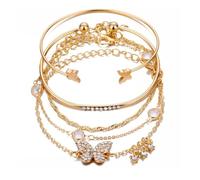 TTPSRY 4 Pezzi Set Bracciali Donna Catena Sottile Ala Fulmine Cerchi Barra Gioielli Eleganti Accessori Minimalisti