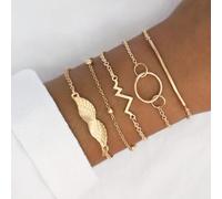TTPSRY 4 Pezzi Set Bracciali Donna Catena Sottile Ala Fulmine Cerchi Barra Gioielli Eleganti Accessori Minimalisti