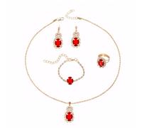 TTPSRY 4 Pezzi Set Gioielli Donna Ovale Cristallo Brillante Collana Orecchini Bracciale Anello Parure Elegante Cerimonia Matrimonio
