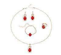 TTPSRY 4 Pezzi Set Gioielli Donna Ovale Cristallo Brillante Collana Orecchini Bracciale Anello Parure Elegante Cerimonia Matrimonio