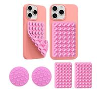 TTPSRY 4 Pezzi Ventosa per Telefono in Silicone Supporto Antiscivolo per Cellulare Ventosa Auto Compatibile con Custodie iPhone e Android Supporto Hands Free per Selfie e Video (Rosa)