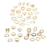 TTPSRY 41 Pezzi Anelli da Donna Retrò Anello Farfalla Nocche A Forma di Intagliate Impilabile Oro Anello in Varie Taglie Anelli Set