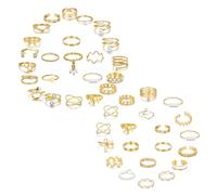 TTPSRY 43 Pezzi Anelli da Donna Bohemien Anello con Motivo Floreale Impilabili Perla Knuckle Anello Oro Anelli Set per Feste di Compleanno Cerimonie di Laurea