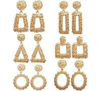 TTPSRY 6 Paia Orecchini Geometrici Texture Ruvida Pendenti Donna Stile Vintage Eleganti Accessori Gioielli Brillanti