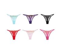 TTPSRY 6 Pezzi Set di Mutandine Slip Donna Pizzo Perizoma Ricamato Mutande Trasparenti Tanga Intimo Sexy Culotte Senza Cuciture