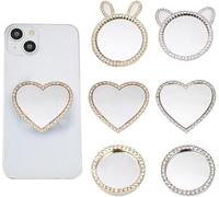 TTPSRY 6 Pezzi Supporto Telefono Specchio Brillante Forme Carine Anello Espandibile Cuscinetto Aria Cellulare Decorativo Rotondo Cuore Orecchie Coniglio Gatto