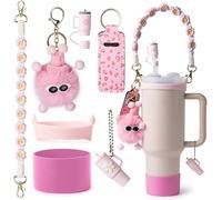 TTPSRY 7 Pezzi Set Accessori Bicchiere Bambino Manico Margherita Portabicchiere Ciondolo Pompon Tracolla Tazza Antiperdita