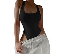 TTPSRY Body Donna Elegante Canotta Top in Pizzo Intimo Aderente Elasticizzato Bodysuit Sexy Basic Tinta Pagliaccetto (Nero/L)