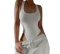 TTPSRY Body Donna Elegante Canotta Top in Pizzo Intimo Aderente Elasticizzato Bodysuit Sexy Basic Tinta Pagliaccetto (Bianco/L)