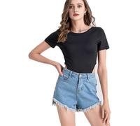 TTPSRY Body Donna Maniche Corte Bodysuit Aderente Girocollo Elegante Contenitivo Modellante Outfit Estivi Bodysuit Casual versatile moda