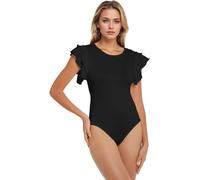 TTPSRY Body Donna Maniche Corte con Volant Bodysuit Elegante Aderente Bodysuit Contenitivo Modellante Outfit Estivo Abbigliamento Casual