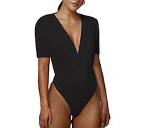 TTPSRY Body Donna Maniche Corte Scollo a V Profondo Bodysuit Elegante Contenitivo Modellante Bodysuit Outfit Estivi versatile per Tutti I Giorni