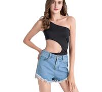 TTPSRY Body Donna senza Maniche Monospalla Asimmetrico Bodysuit Modellante Contenitivo Taglio Laterale Elegante Outfit Estivi Skims Body Elasticizzato