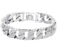 TTPSRY Bracciale Catena Cubana Cristalli Scintillanti Argento Lusso Gioiello Uomo Donna Elegante Accessorio moda Matrimonio Cerimonia