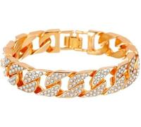 TTPSRY Bracciale Catena Cubana Cristalli Scintillanti Argento Lusso Gioiello Uomo Donna Elegante Accessorio moda Matrimonio Cerimonia